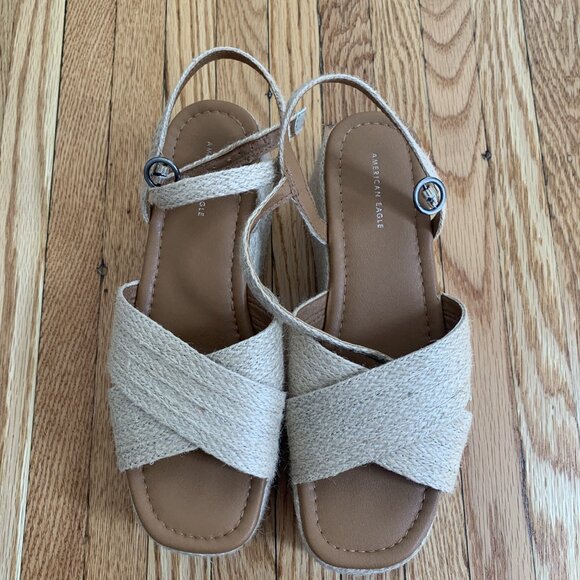 American Eagle Platform Espadrille Jute Sandals - Picture 2 of 4
